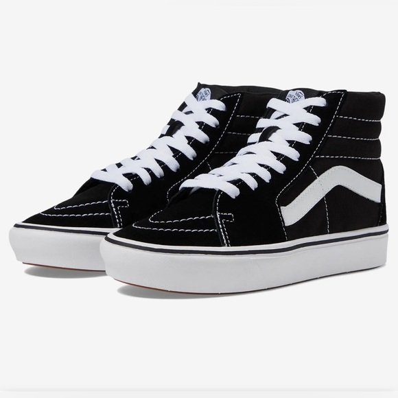 NWT- Vans Unisex ‘Sk8-Hi ComfyCush’ High Top Sneaker In Black/True White - Picture 1 of 11